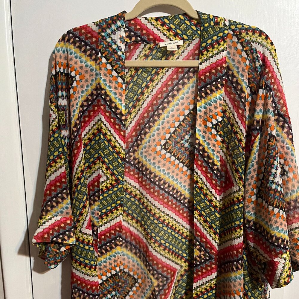 WESTBOUND OPEN CARDIGAN BLOUSE SZ M